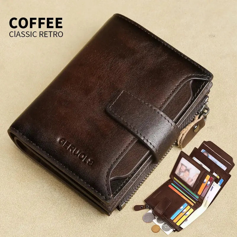 Caden - Vintage Men's Leather Wallet With RFID Protection For Everyday Use 11