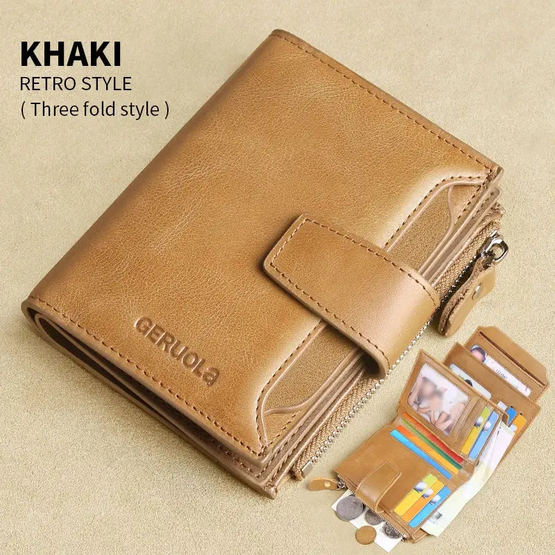 Caden - Vintage Men's Leather Wallet With RFID Protection For Everyday Use 15