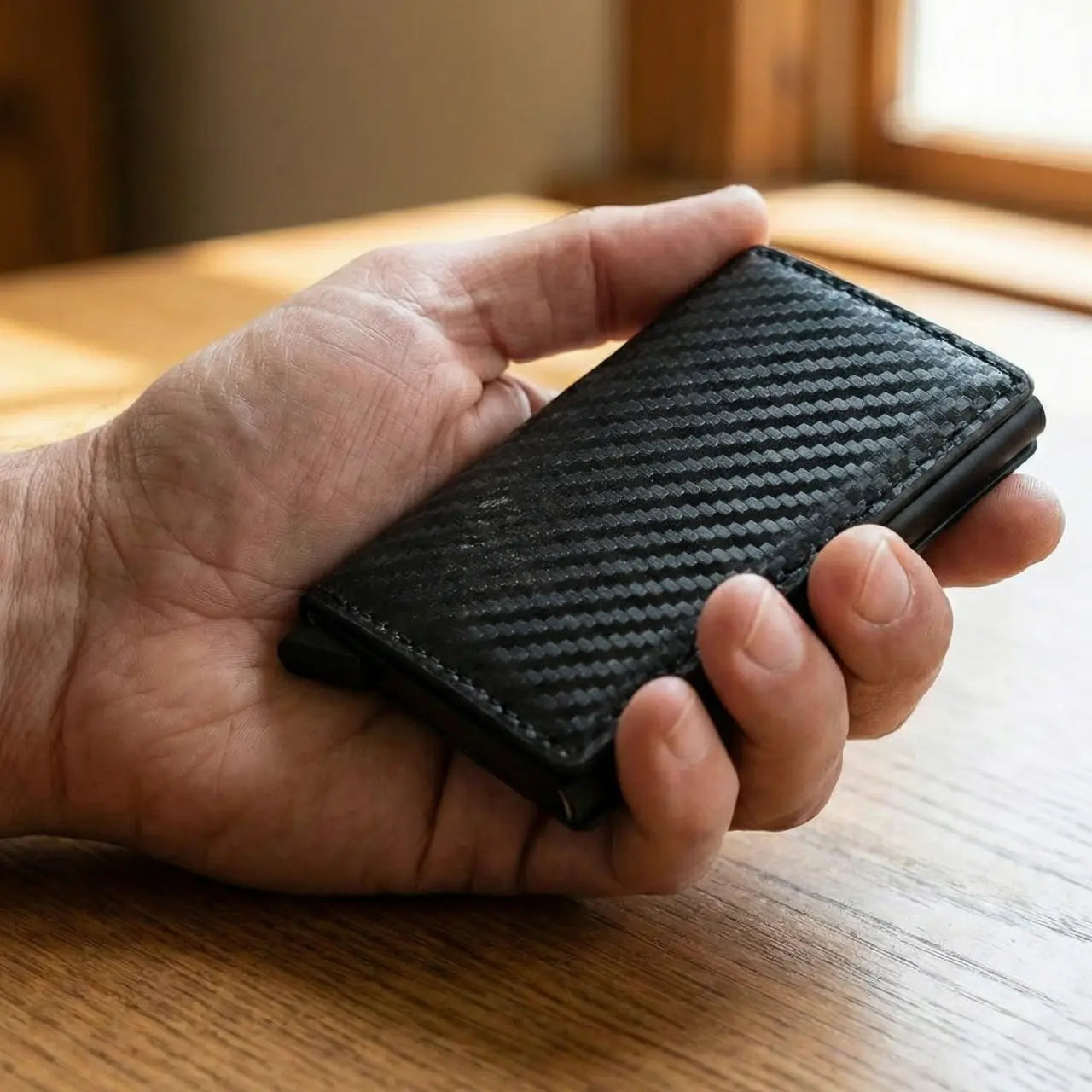 MunaWear - Wallets & Card Holders - Tariq - RFID Signal Blocking Carbon Fiber Mini Wallet With 14 Cards Capacity - 