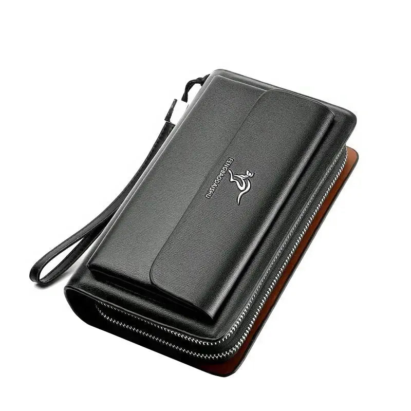 Caden - Stylish Men's Leather Wallet With Zipper For Business And Everyday Use 0