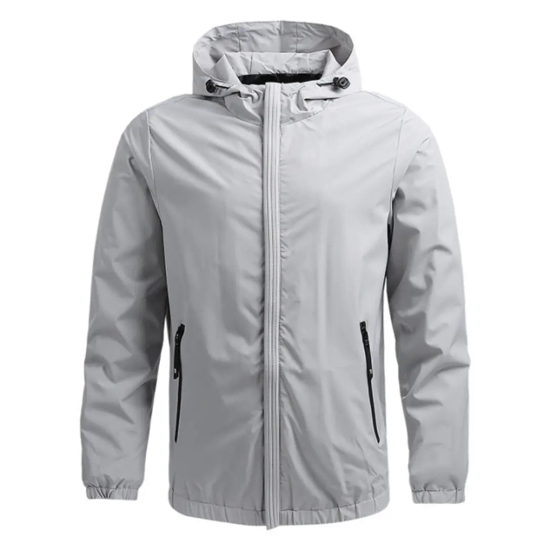 Theo – Lightweight Men's Windbreaker Jacket With Hood For Outdoor Adventures- Gray