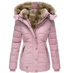MunaWear - Winter Coats - Liora – Stylish Women's Winter Coat With Removable Hood For Everyday Comfort - Pink / 5XL