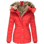 MunaWear - Winter Coats - Liora – Stylish Women's Winter Coat With Removable Hood For Everyday Comfort - Red / 5XL