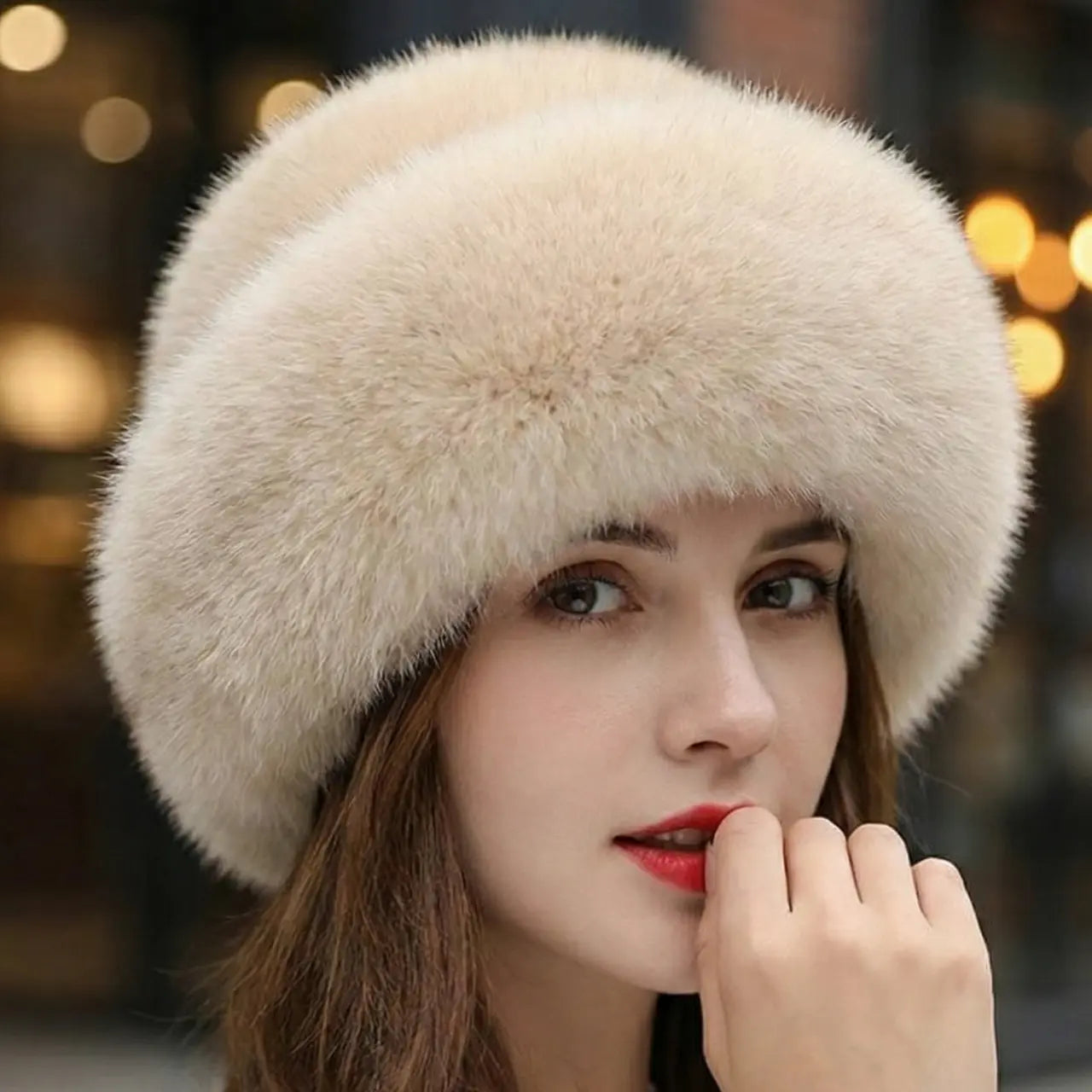 MunaWear - Winter Hats - Marigold - Elegant Winter Hat Made of Imitation Mink for Stylish Warmth and Cozy Comfort - 