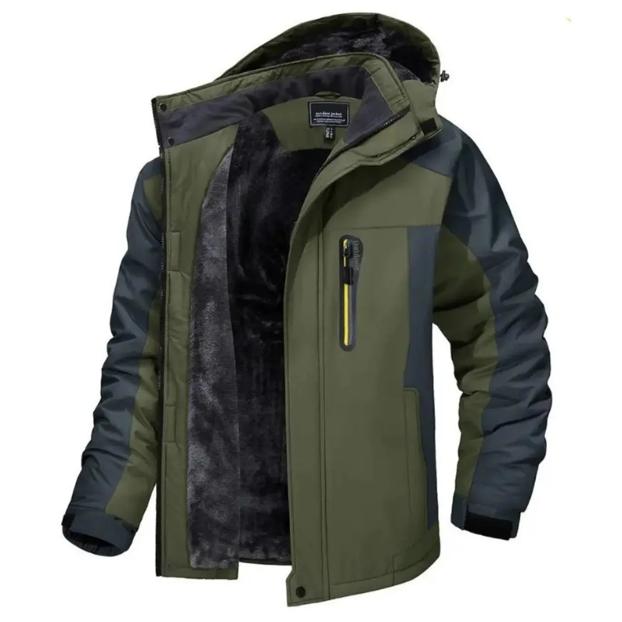 MunaWear - Winter Jackets - Rowan – Men's Waterproof Winter Jacket with Cozy Fleece Lining for Ultimate Warmth - Army Green / 7XL