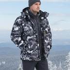 MunaWear - Winter Jackets - Rowan – Men's Waterproof Winter Jacket with Cozy Fleece Lining for Ultimate Warmth - Black/Camo / 7XL
