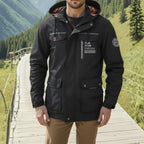 MunaWear - Winter Jackets - Trey – Functional Men's Winter Jacket With Hood For Outdoor Adventures - Black / 3XL