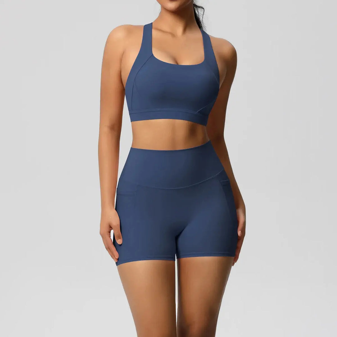 Ava – 2PCS Pocketed Yoga Set with Crossover Bra & Leggings for Stylish Workouts Size XS-L 3