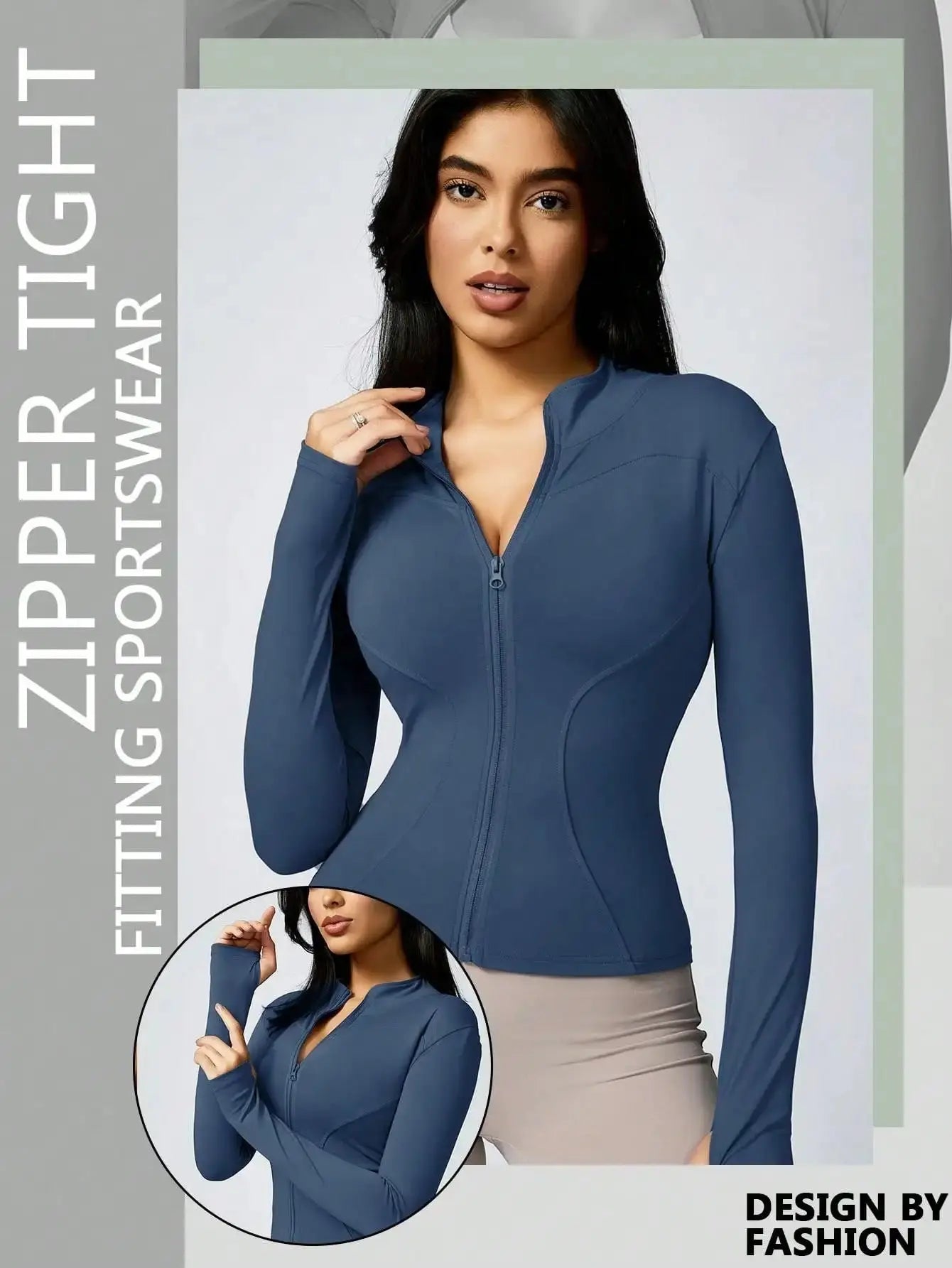 Ava – Solid Color Zipper Turtleneck Sports Jacket for Women, Long-Sleeved Gym Top, Size XS-L 18