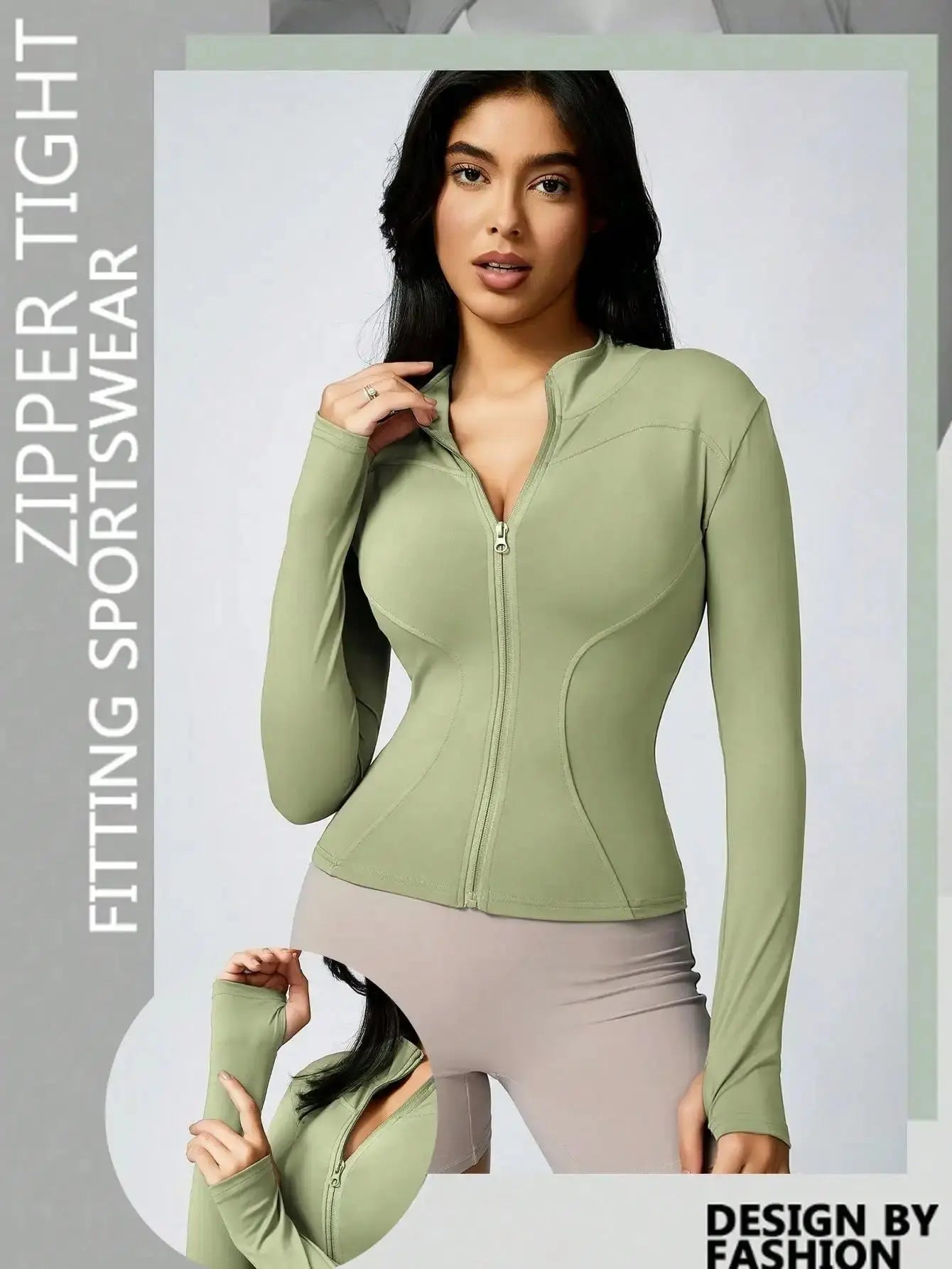 Ava – Solid Color Zipper Turtleneck Sports Jacket for Women, Long-Sleeved Gym Top, Size XS-L 12