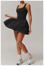 MunaWear - Women’s Activewear - Liora - Stylish Active Tank-Dress With Breathable Fabric For Tennis And Casual Wear - Black / XL