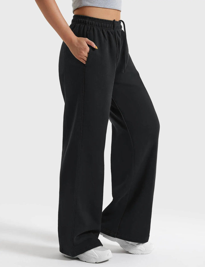 MunaWear  Women's Activewear  Mia – Black Joggers for Women with Adjustable Drawstring and Deep Side Pockets 