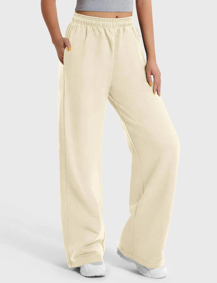 MunaWear  Women's Activewear  Mia – Black Joggers for Women with Adjustable Drawstring and Deep Side Pockets  Cream-L