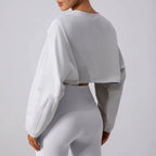 MunaWear  Women's Activewear  Mia – Oversized Long Sleeve Sport Crop Top in Breathable Fabric for Running & Active Wear 