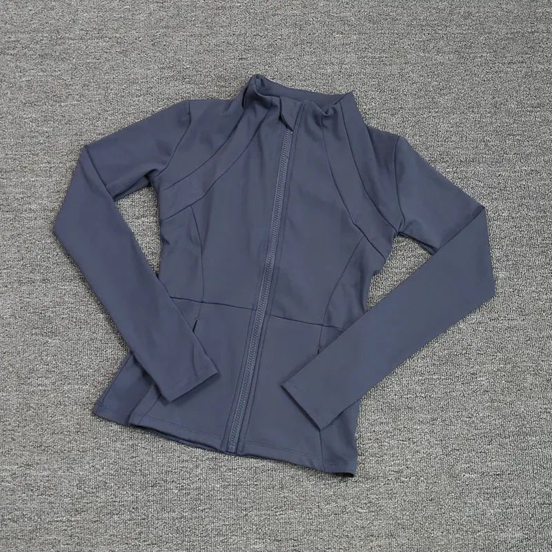 MunaWear  Women's Activewear  Mia – Quick-Drying Breathable Long Sleeve Sports Jacket for Yoga and Fitness Activities  Blue-S