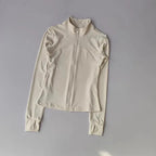 MunaWear  Women's Activewear  Mia – Quick-Drying Long Sleeve Sports Jacket for Running and Training  Beige-S