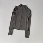 MunaWear  Women's Activewear  Mia – Quick-Drying Long Sleeve Sports Jacket for Running and Training  Gray-M