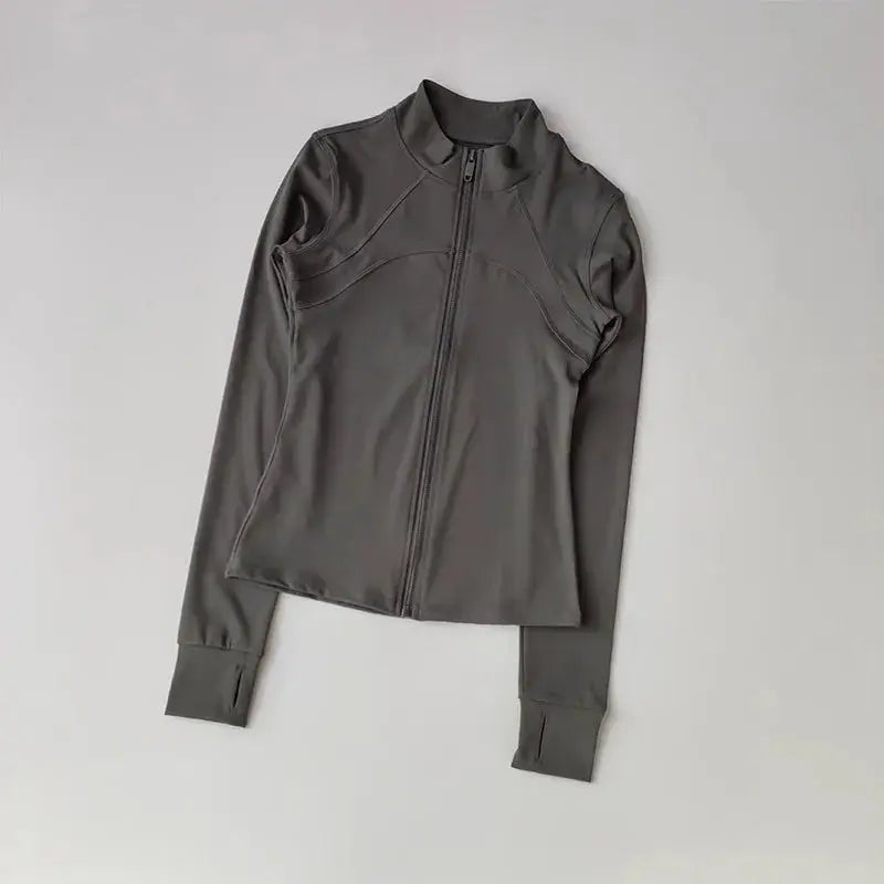 MunaWear  Women's Activewear  Mia – Quick-Drying Long Sleeve Sports Jacket for Running and Training  Gray-M