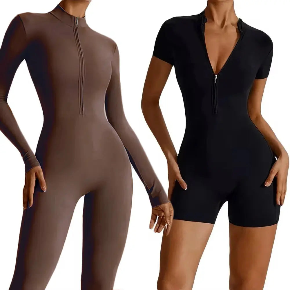 Mia – Summer Zipper Workout Jumpsuit for Women with High Elasticity & Comfort Fit, Sizes XS-L 1