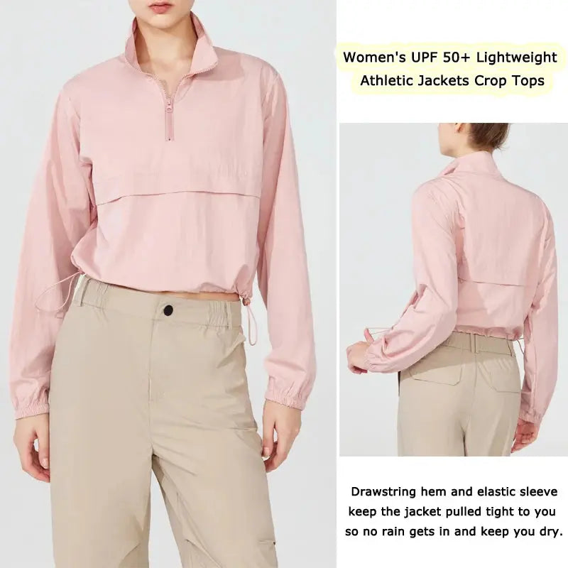 MunaWear  Women's Activewear  Mila - Waterproof Lightweight Quarter Zip Pullover Jacket with UPF 50+ Protection for Outdoor Activities 