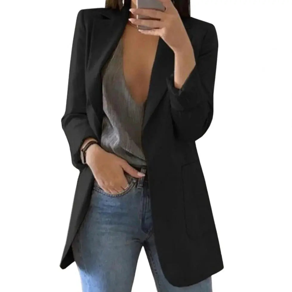 Leyna – Elegant Women's Long Blazer With Figure-Hugging Cut For Formal And Casual Occasions 0