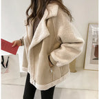 Floura – Cozy Women's Teddy Coat With Generous Collar For Winter Elegance- Beige