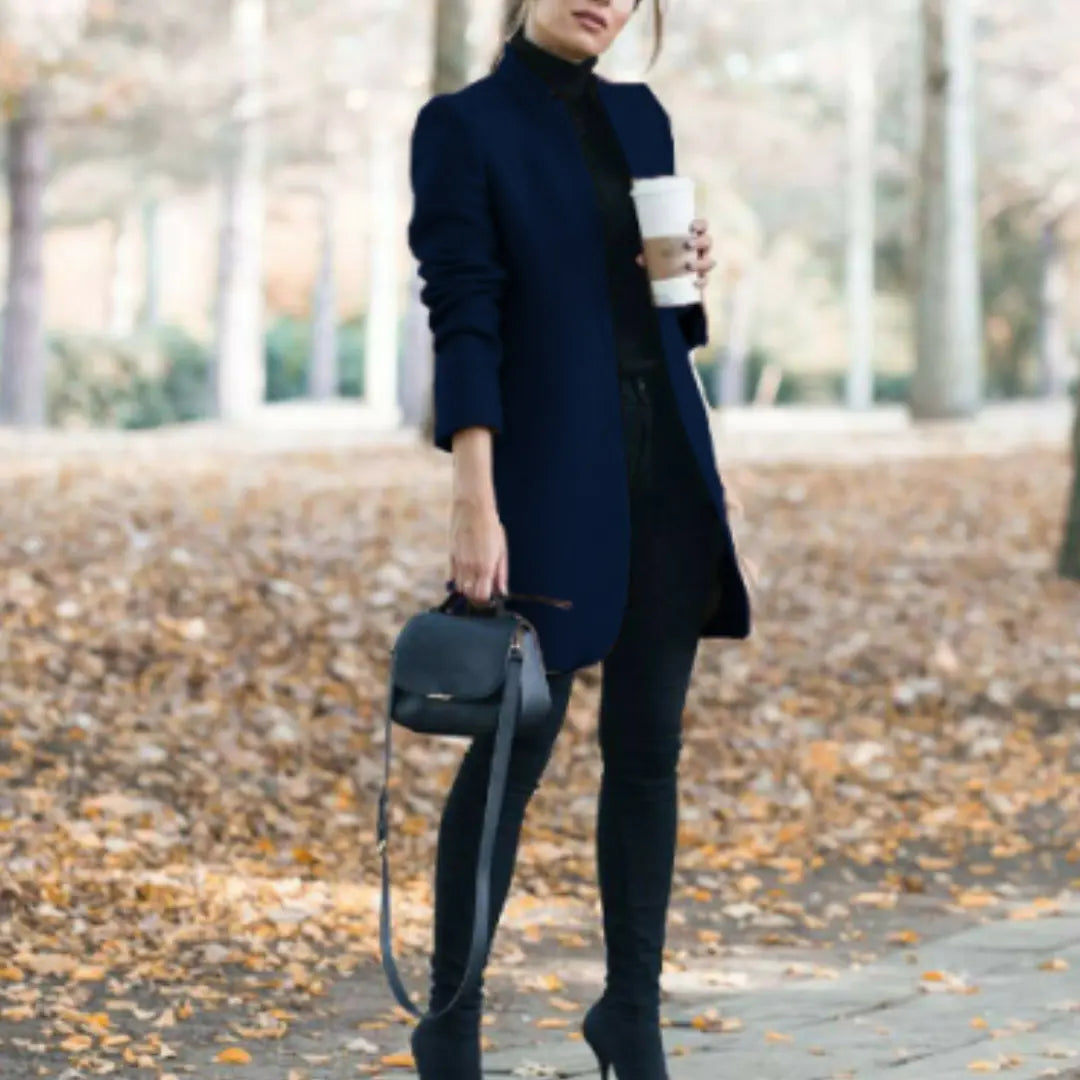 Liora – Classic Women's Stand-Up Collar Coat for Autumn and Winter 9