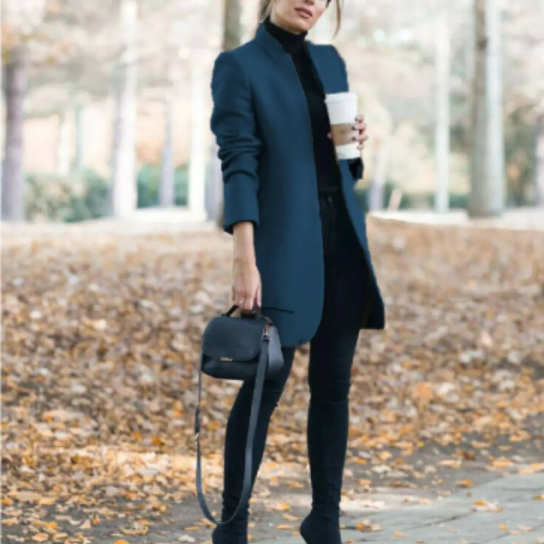 Liora – Classic Women's Stand-Up Collar Coat for Autumn and Winter 11