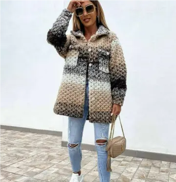 Liora – Stylish Long Button-Down Coat With Warm Knit For Winter Comfort 4