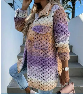 Liora – Stylish Long Button-Down Coat With Warm Knit For Winter Comfort 5