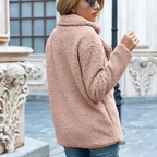 Serene – Cozy Women's Teddy Coat With Long Sleeves For Winter And Casual Wear- Pink