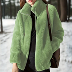 MunaWear - Women's Coats & Jackets - Adelle – Stylish Women's Teddy Coat With Adjustable Waist For Cozy Everyday Wear - Green