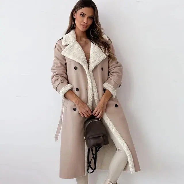 Alina – Elegant Women's Long Coat With Button Down Closure For Winter Warmth 2
