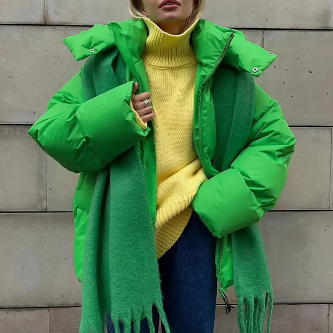 Clea – Oversized Women's Hooded Jacket With Warmth For Cold Days- Green