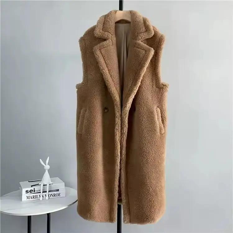 MunaWear - Women's Coats & Jackets - Eirra – Stylish Women's Teddy Coat With Sleeveless Design For Winter Layering - 