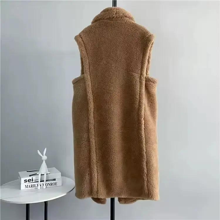 MunaWear - Women's Coats & Jackets - Eirra – Stylish Women's Teddy Coat With Sleeveless Design For Winter Layering - 