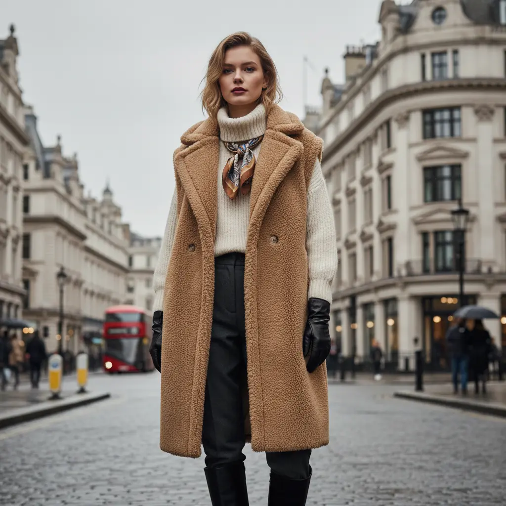 MunaWear - Women's Coats & Jackets - Eirra – Stylish Women's Teddy Coat With Sleeveless Design For Winter Layering - 