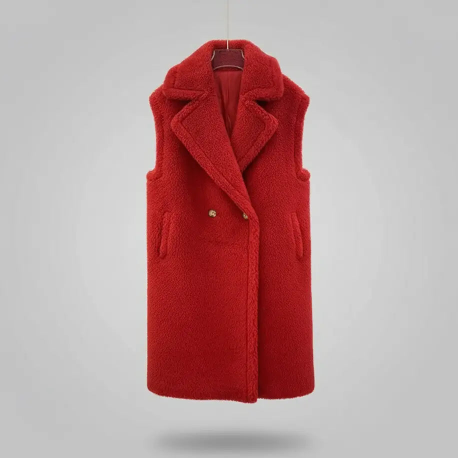 MunaWear - Women's Coats & Jackets - Eirra – Stylish Women's Teddy Coat With Sleeveless Design For Winter Layering - 