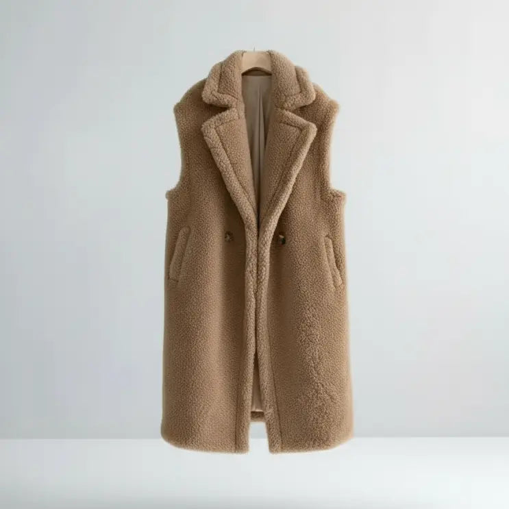 MunaWear - Women's Coats & Jackets - Eirra – Stylish Women's Teddy Coat With Sleeveless Design For Winter Layering - 