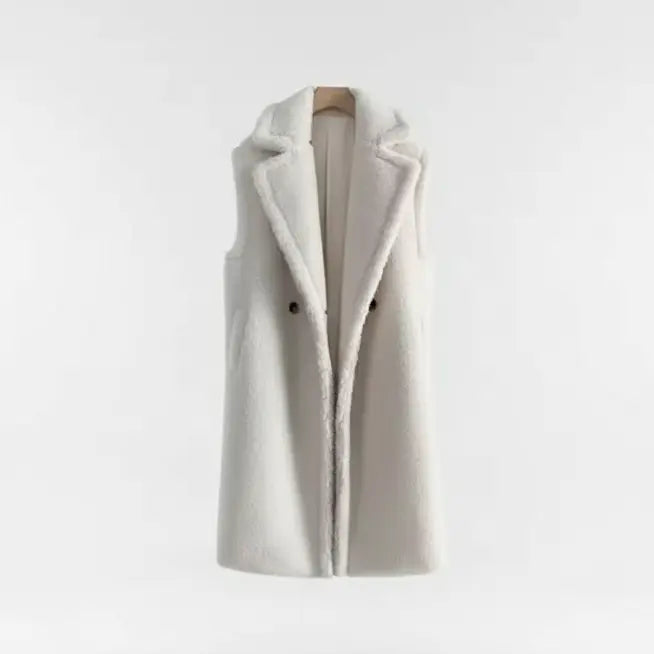 MunaWear - Women's Coats & Jackets - Eirra – Stylish Women's Teddy Coat With Sleeveless Design For Winter Layering - 