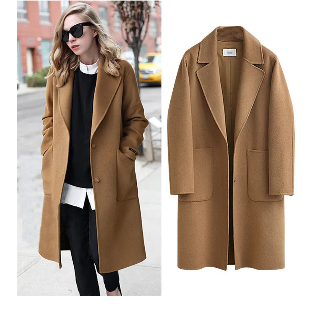 Liora – Elegant Women's Long Trench Coat With Warm Fabric For Winter Elegance 4