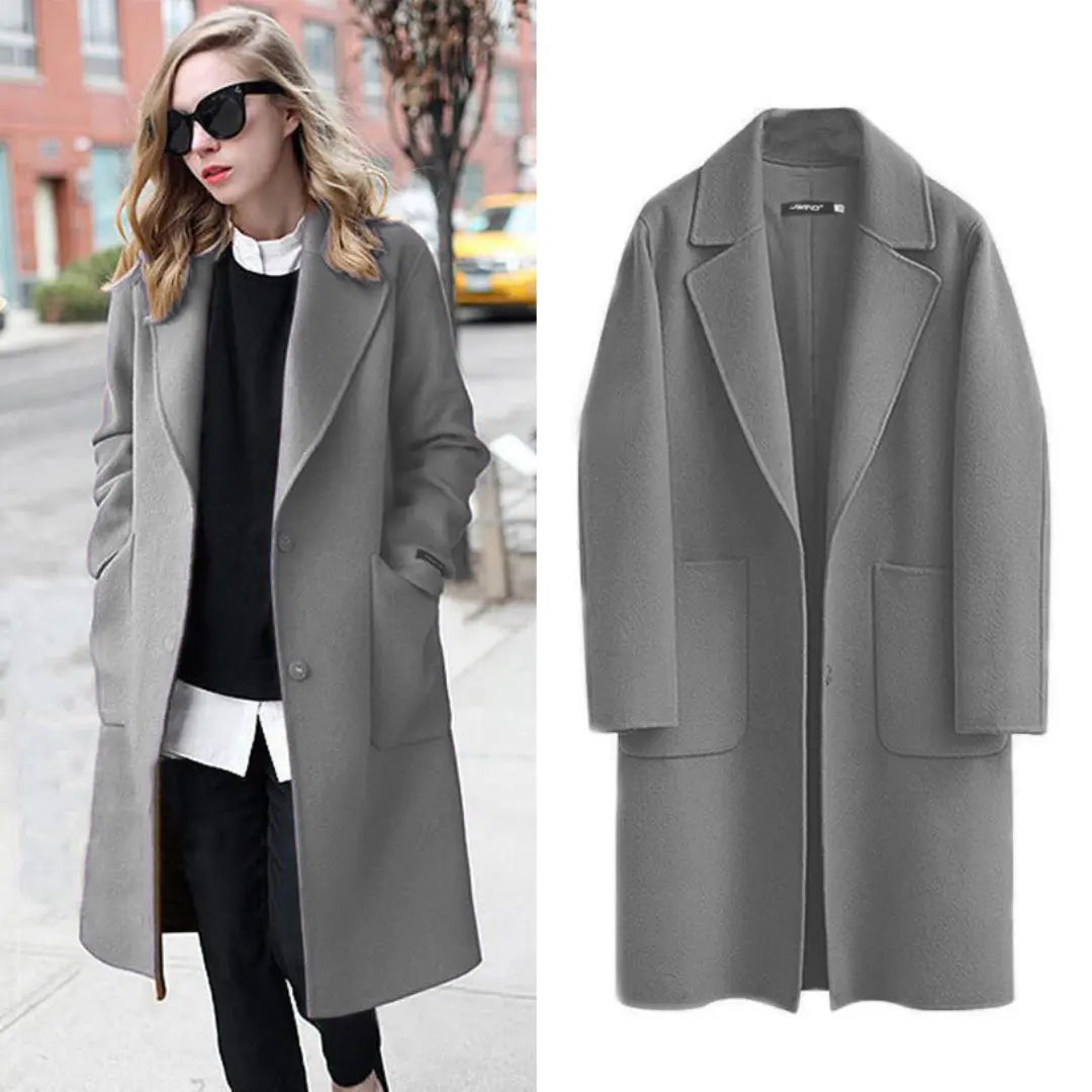 Liora – Elegant Women's Long Trench Coat With Warm Fabric For Winter Elegance 7