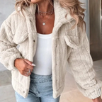 MunaWear - Women's Coats & Jackets - Maeve – Cozy Women's Teddy Coat With Relaxed Fit For Spring And Autumn - White / 4XL