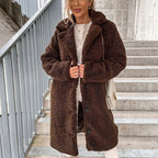 Sevia– Cozy Women's Teddy Coat With Modern Cut For Winter Adventures- Dark Brown