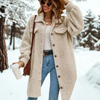MunaWear - Women's Coats & Jackets - Sova – Cozy Women's Teddy Coat With Long Cut For Winter Outings - 