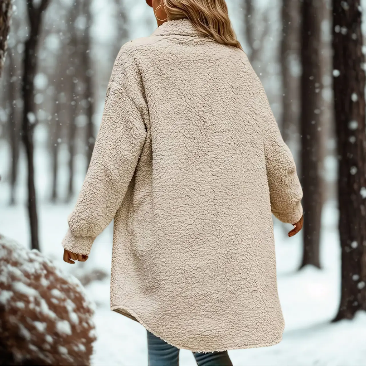 MunaWear - Women's Coats & Jackets - Sova – Cozy Women's Teddy Coat With Long Cut For Winter Outings - 