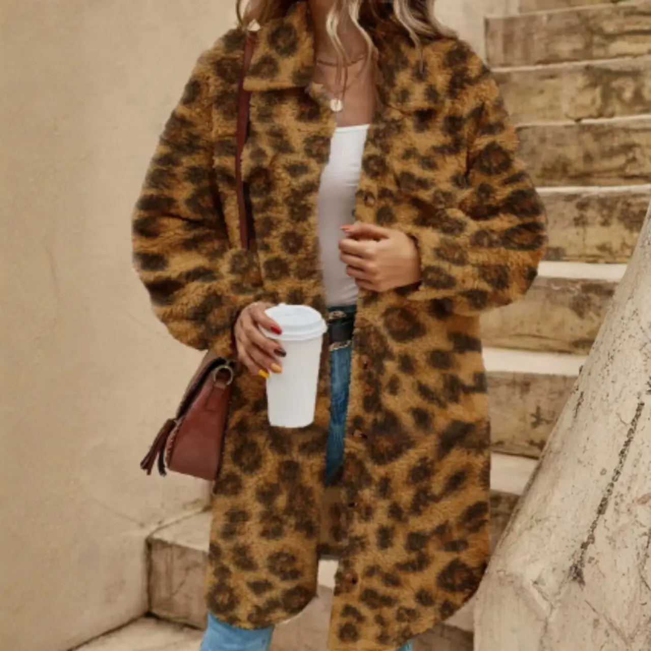 MunaWear - Women's Coats & Jackets - Sova – Cozy Women's Teddy Coat With Long Cut For Winter Outings - Yellow / 5XL