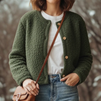 MunaWear - Women's Coats & Jackets - Zayn – Stylish Women's Teddy Coat With Flexible Fit For Casual Elegance - Green / L