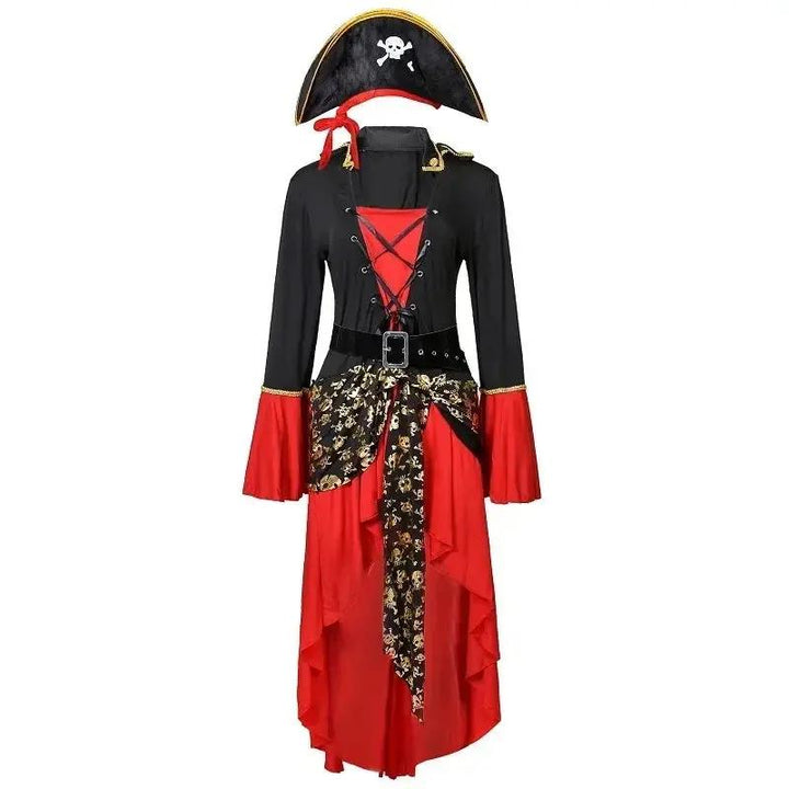 Liora - Dramatic Pirate Captain Midi Dress With High-Low Hem For Women's Halloween Costumes 0