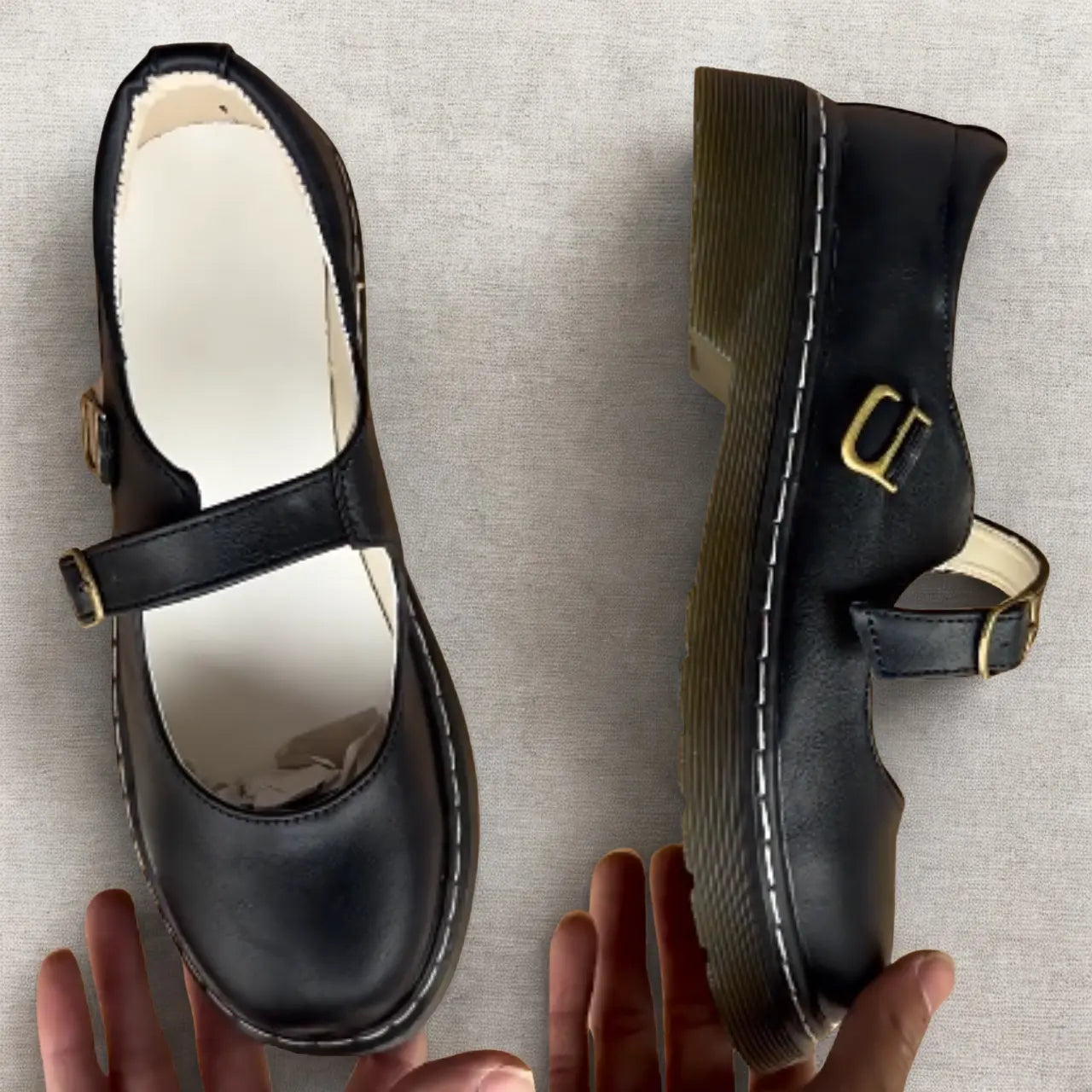 MunaWear - Women’s Flats - Marielle– Classic Women's Mary Jane Flats With Adjustable Buckle Strap For Everyday Comfort - Black